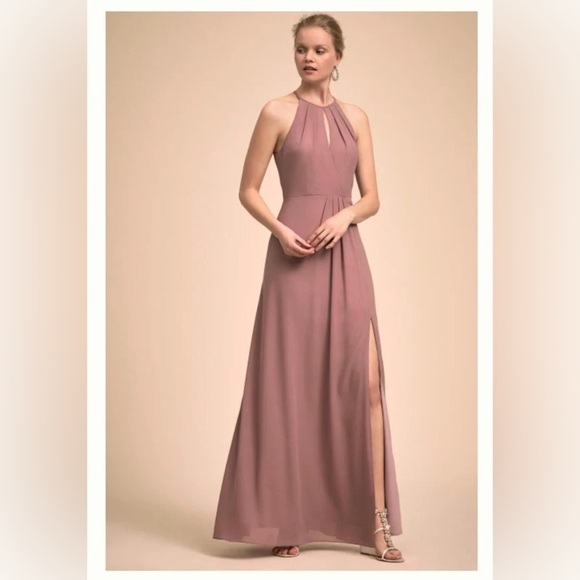 BHLDN  Macro Blush Pink Slit Maxi Gown Bridesmaid Dress Size Medium - Picture 1 of 8
